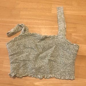 Green white flower stretchy ban-do top